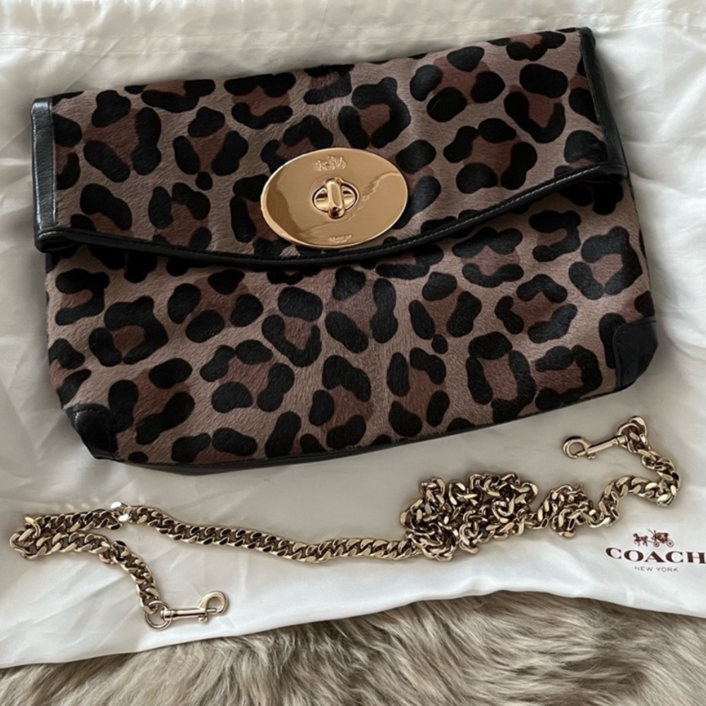 Coach Black and Brown Leopard Print Shoulder Bag - Picture 2 of 4